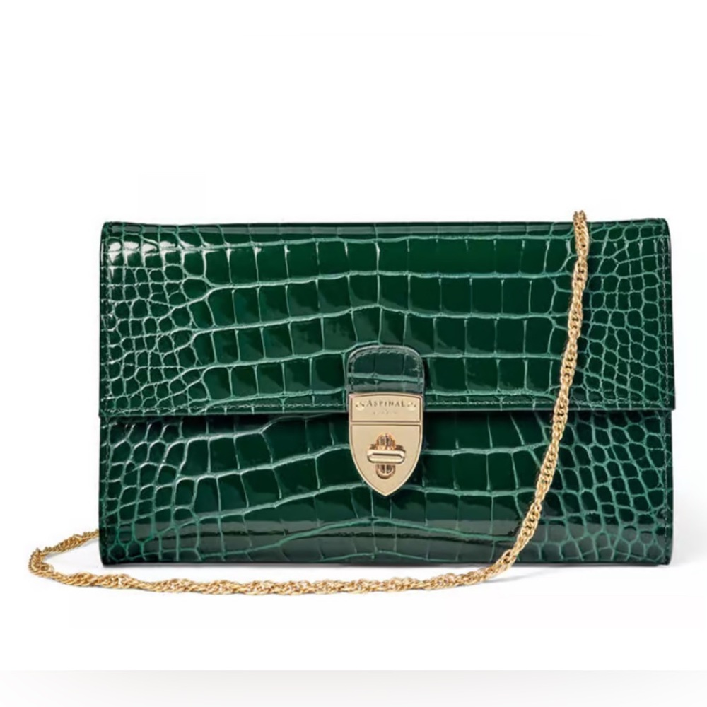Aspinal of London Croc-Embossed Clutch